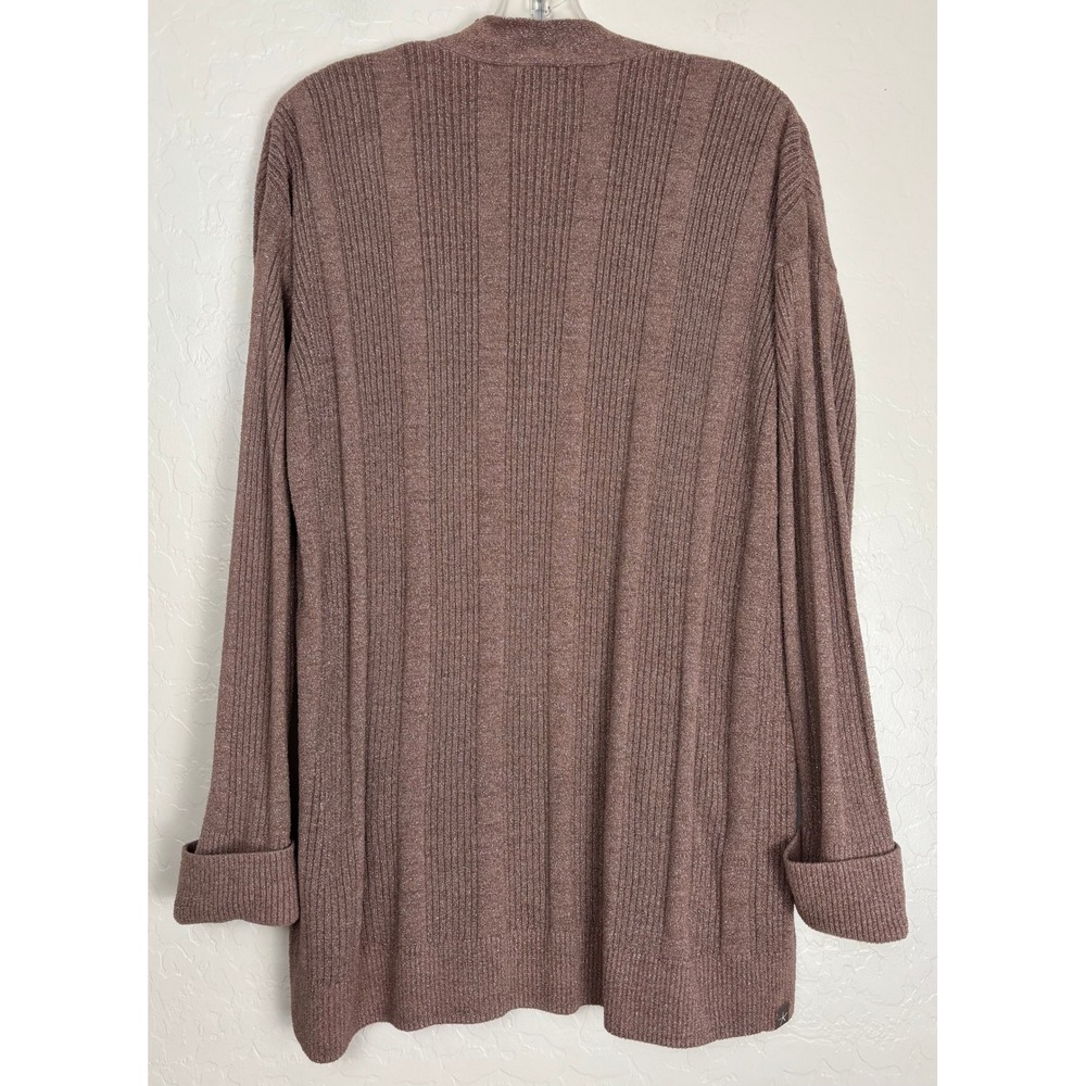 Barefoot Dreams CozyChic Ultra Lite Ribbed Shimmer Cardigan Brown Medium 2398 - Picture 4 of 7